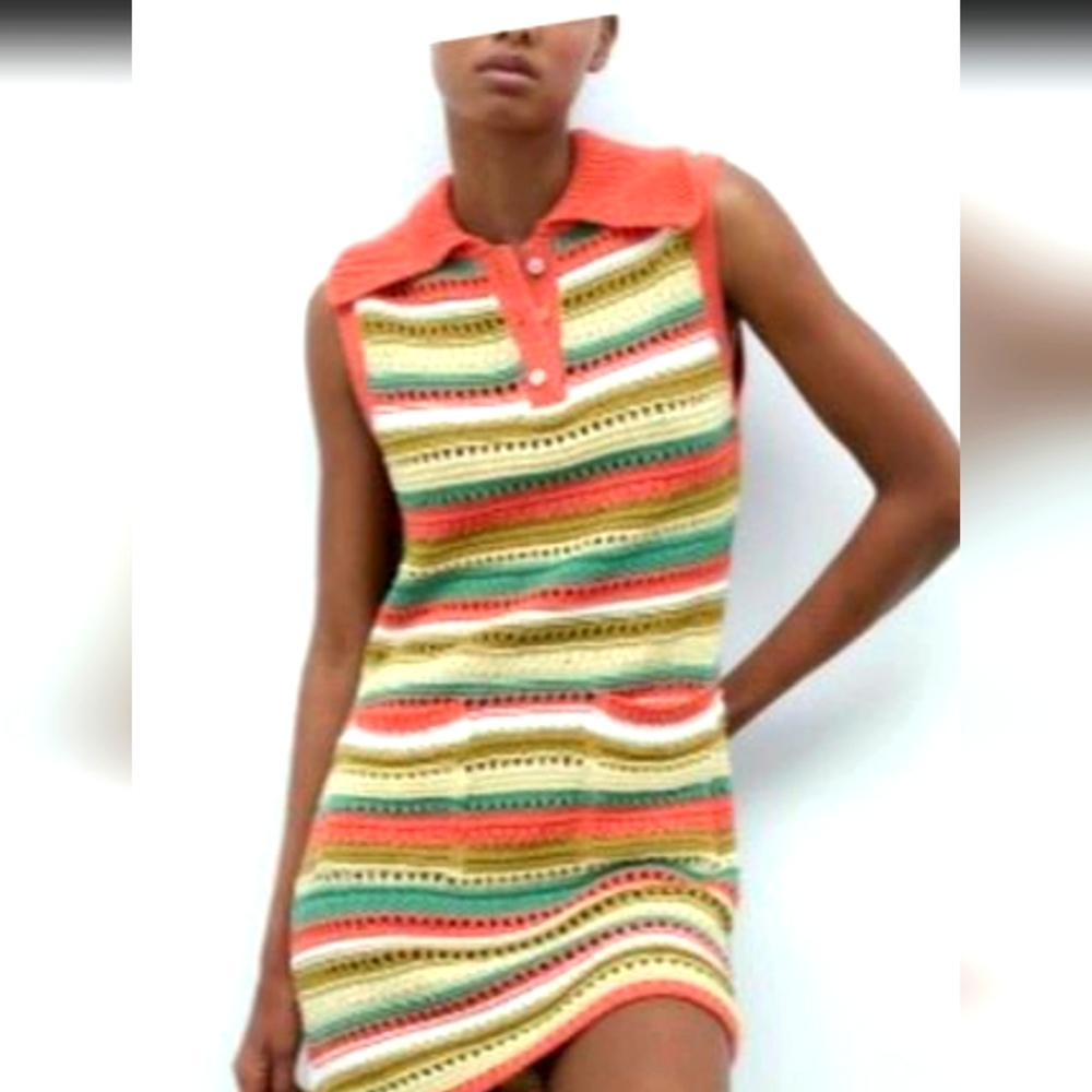 Zara Crochet Knit Mini Dress NWT